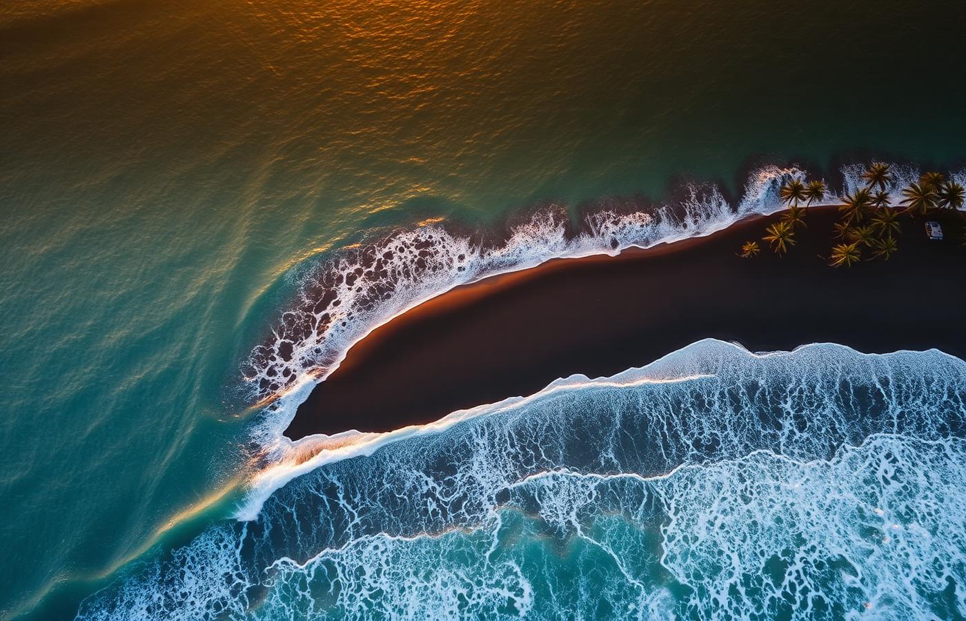 Vista aérea de la playa El Zonte, La Libertad